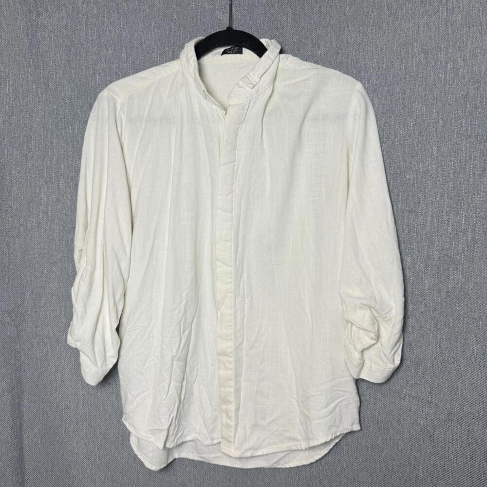 Coofandy‎ Women's Size M White Linen Blend Button-Up Classic